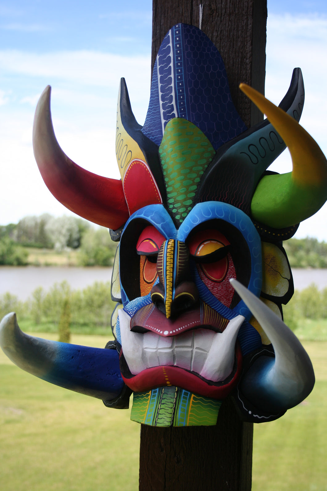 Wooden Boruca Mask from Costa Rica (Devil Bull Mask 005)